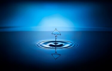 Aufkleber - A single water droplet creates a crown-like splash as it hits the water.