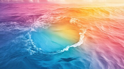 Sticker - Vibrant Ocean Waves in Colorful Sunset Background