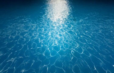 Poster - Ripples of blue water with bright, white light reflecting off the surface.