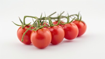 Poster - Fresh cherry tomatoes arranged on a clean white surface, great for food styling or photography props