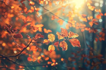 Poster - A detailed view of a tree branch with lush green leaves, suitable for nature and outdoor themed projects