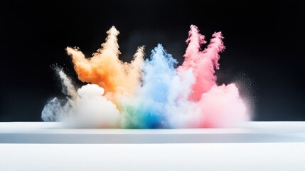 Poster - Colorful Smoke Explosion on a Black Background