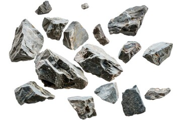 Poster - A close-up shot of variously shaped rocks placed on a white surface