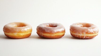 Poster - Three Glazed Donuts on a White Background