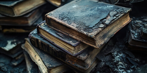 Wall Mural - Erased History: Burned books, deleted files, forgotten memories.