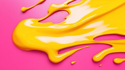 Poster - Vibrant Yellow Paint Splash on Pink Background