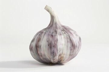 Poster - Close up shot of a garlic bulb on a white surface