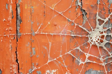 Sticker - A close-up shot of a cracked window with a spider web on it