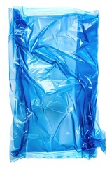 Poster - A blue plastic bag sits alone on a white background, perfect for illustrations and designs