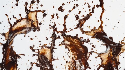 Poster - A close-up shot of a liquid splash on a white surface, ideal for use in illustrations or designs where water or fluid motion is needed