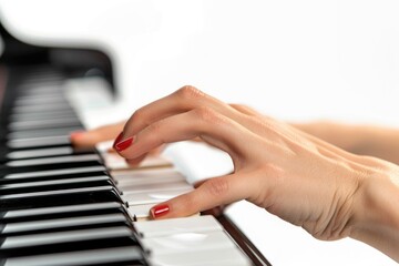 Poster - A person sitting at a piano, fingers moving over the keys as they play a beautiful melody