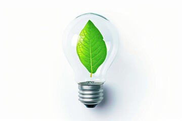 Poster - A light bulb with a green leaf inside, perfect for environmental or eco-friendly themes