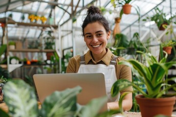 Aufkleber - A person sitting at a desk with a laptop, good for office or home use scenarios