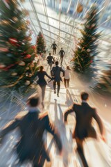 Poster - A blurred image of a group of professionals gathered around a table, likely discussing a project or idea
