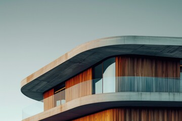 Poster - A residential building with a balcony at the top, perfect for cityscapes or urban architecture photos