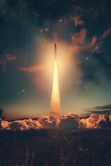 Poster - A space shuttle soaring through the clear blue sky