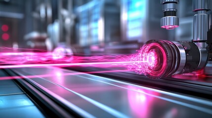 Poster - Futuristic Laser Technology in a Modern Laboratory