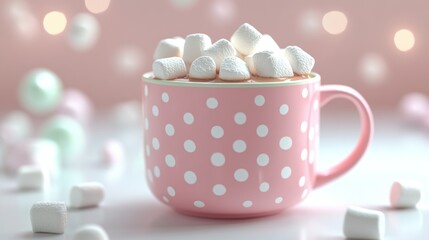 Poster - A Pink Polka Dot Mug Filled with Marshmallows