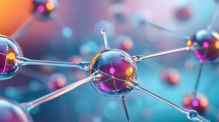 Poster - colorful abstract molecular structure close-up
