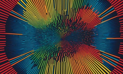 Wall Mural - A colorful, abstract image with many different colored lines. The image is full of energy and movement, and it seems to be a representation of a spiral or a wave. The colors are vibrant