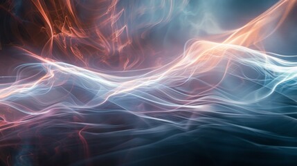 Poster - A colorful, abstract painting of a wave with orange and blue colors