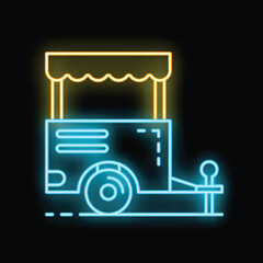Poster - Neon food truck shining, perfect illustration for a restaurant or a food festival