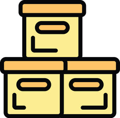Poster - Three cardboard boxes stacked up forming a pyramid shape, a simple icon of storage boxes