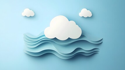 Wall Mural - Stylized Clouds and Waves Illustration