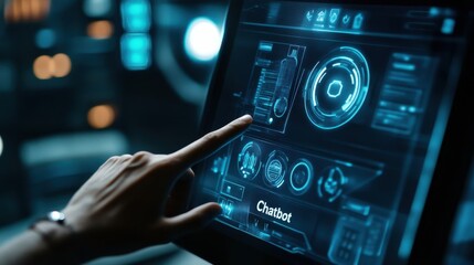 Poster - A user interacts with a computer screen showing 