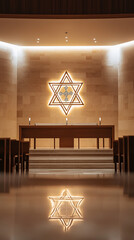 Sticker - Minimalist Synagogue Altar Decorated for Yom Kippur Observance