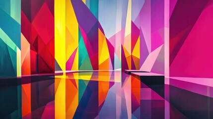 Poster - Vivid abstract geometric forms illuminated with bright colors