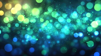 Poster - Abstract bokeh background featuring blue and green lights