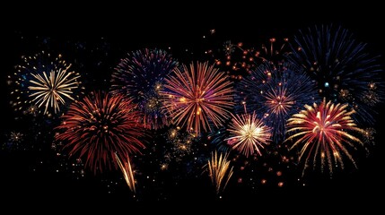 Poster - Colorful fireworks burst against a night sky