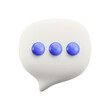 © Ketmut - Vector cartoon minimal 3d white speech bubble pin. Realistic render of chat messaging, typing in a chat concept, text comment in social media, dialogue talking balloon with dots, online support icon.