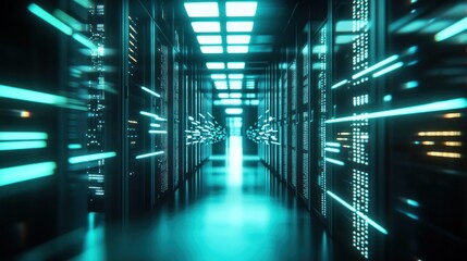 Poster - Server Room with Neon Lights