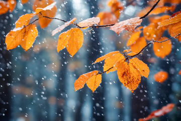 Wall Mural - autumn leaves in the rain