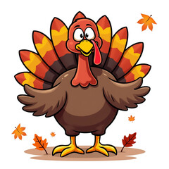 Wall Mural - graphics of a turkey for thanksgiving on a white background.