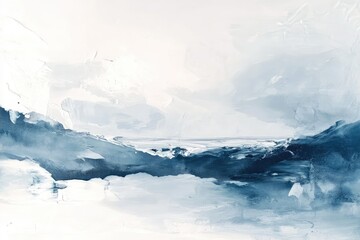 Wall Mural - Abstract Blue and White Landscape Painting