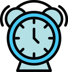 Poster - Blue alarm clock is ringing loudly, indicating it's time to wake up and start the day