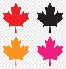 Wall Mural - red canada maple leaf icon image vector. maple leaf logo vector icon isolated on transparent backgro