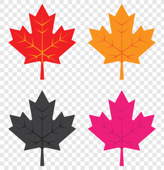 red canada maple leaf icon image vector. maple leaf logo vector icon isolated on transparent backgro
