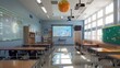 © Watanabe - Classroom with interactive science displays.