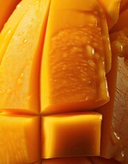 Wall Mural - Juicy mango slices close up