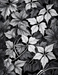 Poster - Black and white leaves