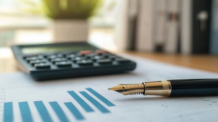 Poster - Close-Up of Business Financial Charts and Calculator