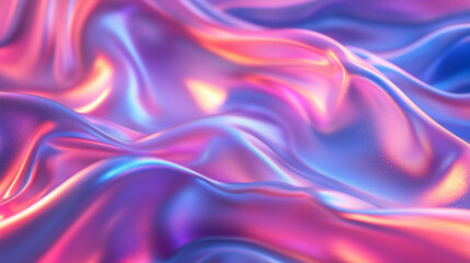 Wall Mural - Glowing Satin Fabric in Rich Hues of Pink Purple and Blue with Iridescent Light Reflections