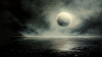 Canvas Print - Ethereal Moonlit Landscape: A Mystical Night Scene