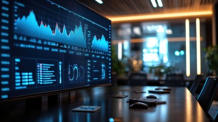 Poster - Modern Conference Room with Large Screen Display