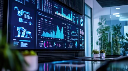 Poster - Modern Conference Room with Large Screen Display