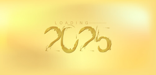 Wall Mural - A festive gold background featuring the golden numbers 2025 to celebrate the New Year with elegance and joy